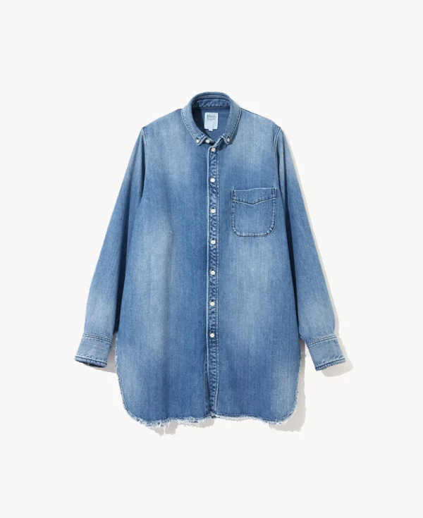 RHODOLIRION Button-down Shirt - Damaged Denim Indigo