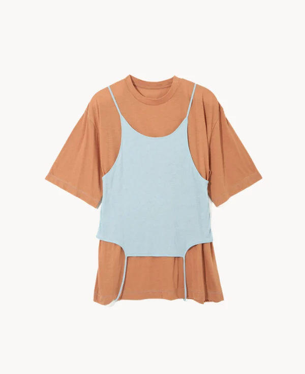 RHODOLIRION Camisole Top & Loose-fitting Tee - Unit Tops Beige