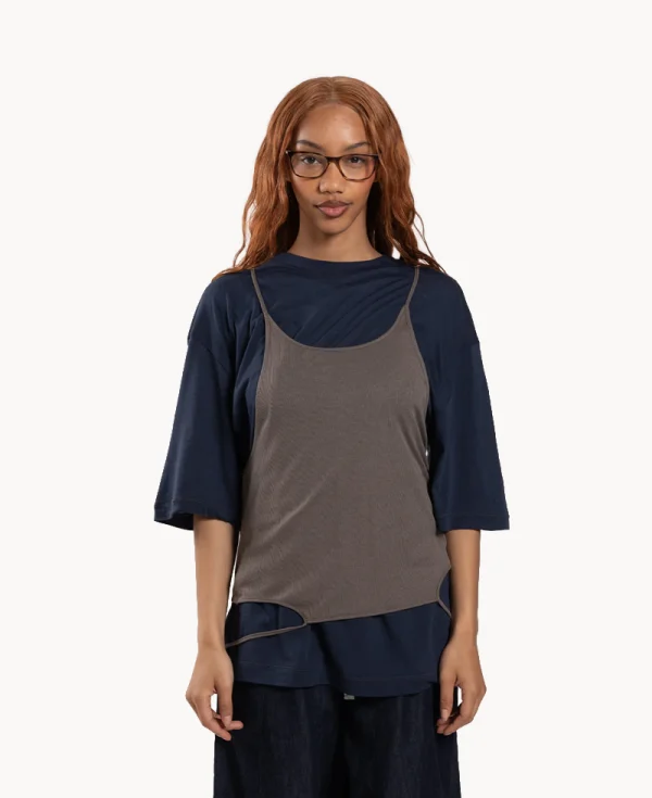 RHODOLIRION Camisole Top & Loose-fitting Tee - Unit Tops Navy