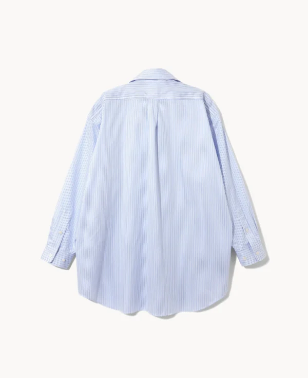 RHODOLIRION Double Layer Button-down Shirt Dress - Stripe Sax
