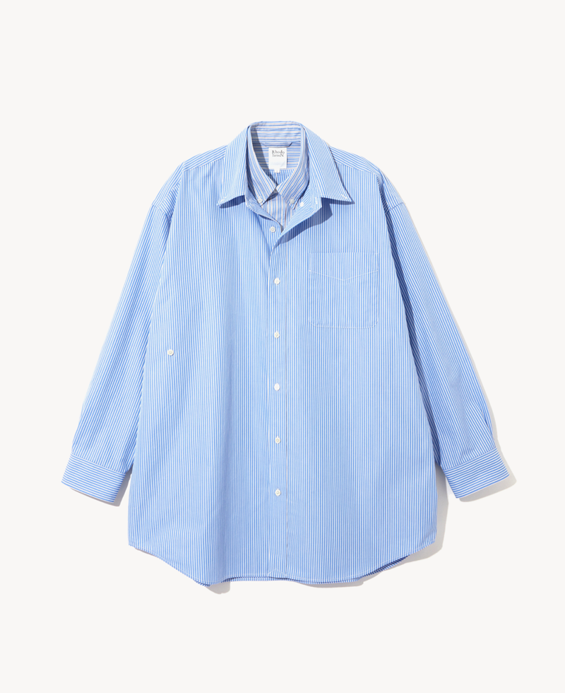 RHODOLIRION Double Layer Button-down Shirt Dress - Stripe Sax RHODOLIRION Double Layer Button-down Shirt Dress - Stripe Sax