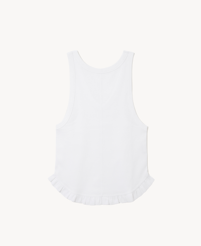 RHODOLIRION Ribbed Frill Tank Top White RHODOLIRION Ribbed Frill Tank Top White