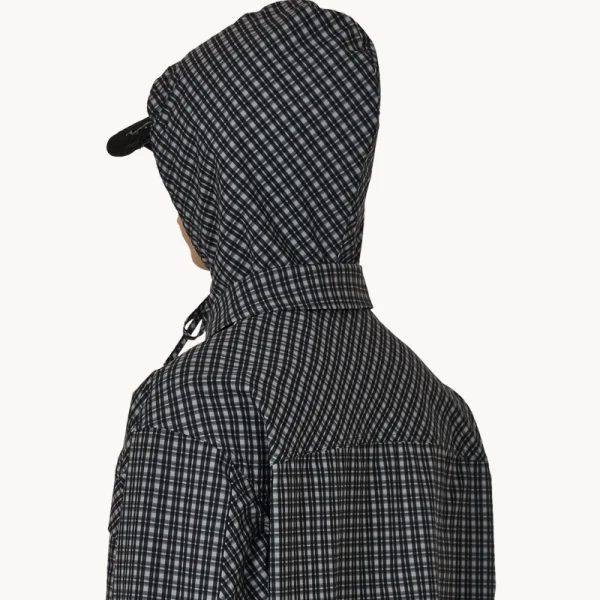 ROA Aair Floweave Printed Check LS Hooded – Anthracite