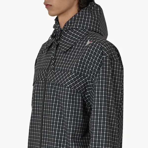 ROA Aair Floweave Printed Check LS Hooded – Anthracite