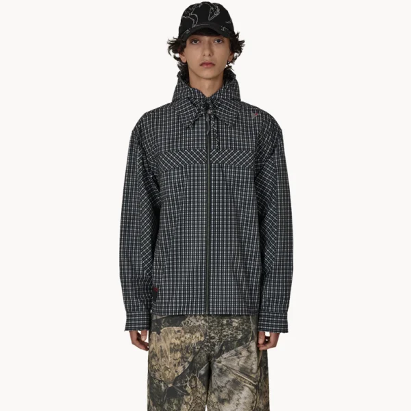 ROA Aair Floweave Printed Check LS Hooded – Anthracite