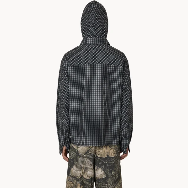 ROA Aair Floweave Printed Check LS Hooded – Anthracite