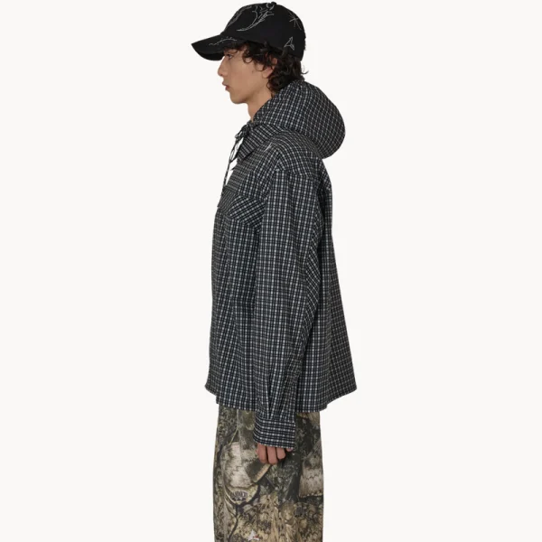 ROA Aair Floweave Printed Check LS Hooded – Anthracite