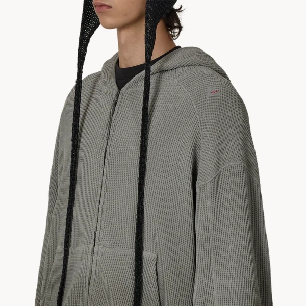 ROA Bee Sun Faded Organic Waffle Zip-Up – Grey