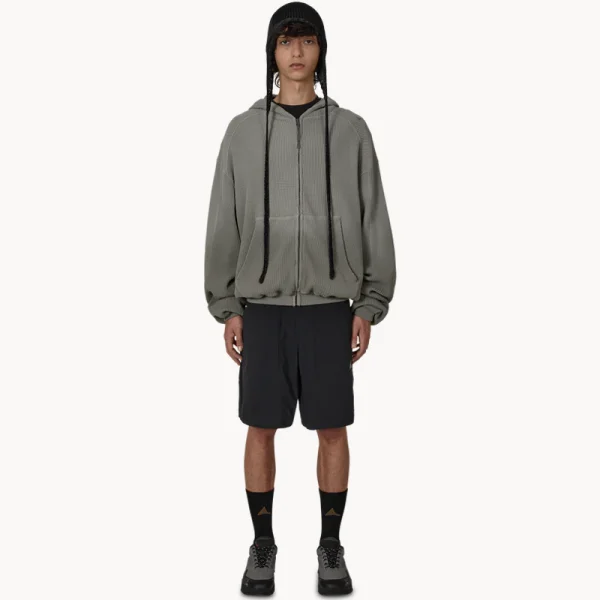 ROA Bee Sun Faded Organic Waffle Zip-Up – Grey