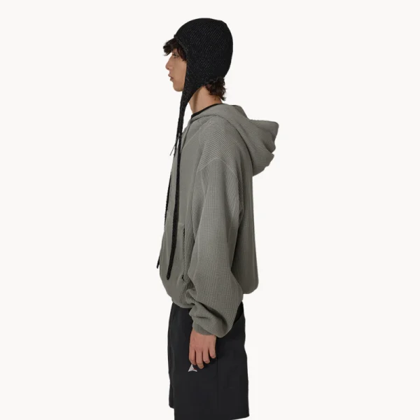 ROA Bee Sun Faded Organic Waffle Zip-Up – Grey