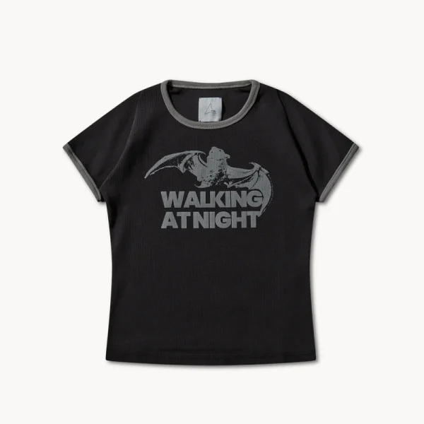 ROA Guniy Ribbed Baby Tee – Washed Black