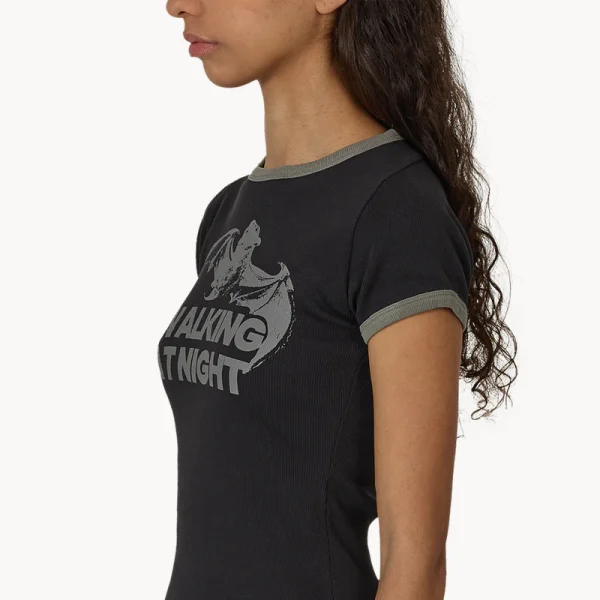 ROA Guniy Ribbed Baby Tee – Washed Black