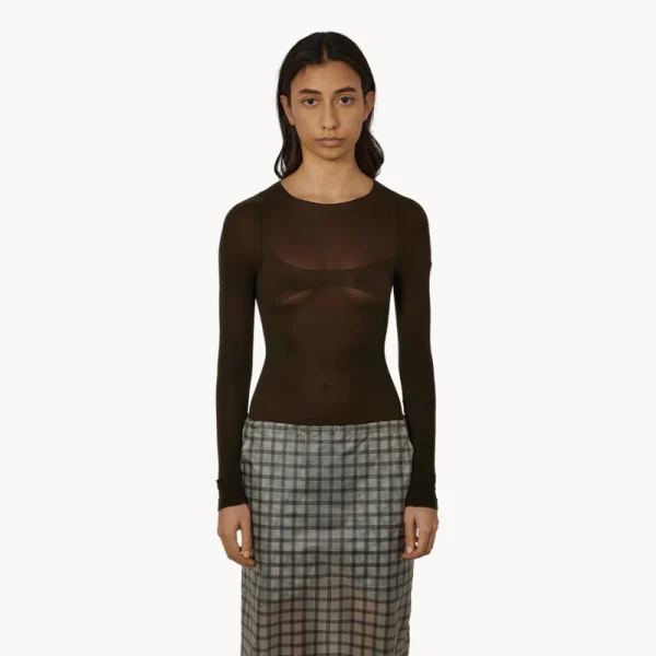 ROA Haze Ultralight Seamlass See Through Long Tee – Dark Brown