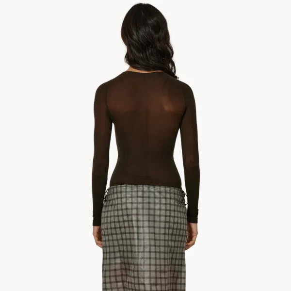 ROA Haze Ultralight Seamlass See Through Long Tee – Dark Brown (1)