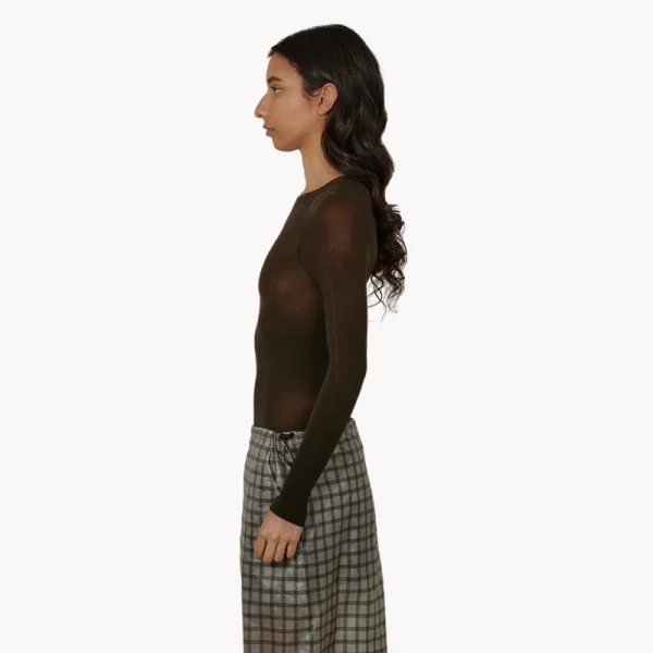 ROA Haze Ultralight Seamlass See Through Long Tee – Dark Brown (1)