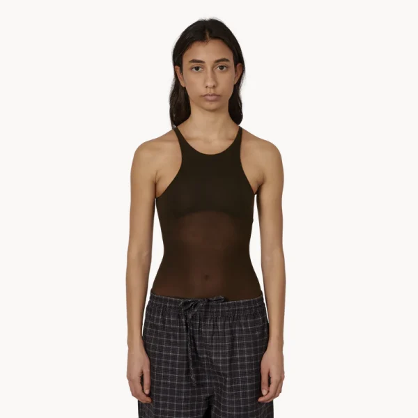 ROA Haze Ultralight Seamlass See Through Tank Top – Dark Brown
