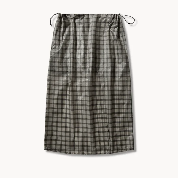 ROA Nia See Through Printed Check Mid Skirt – White (6)