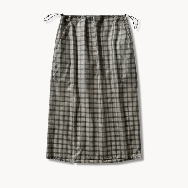 ROA Nia See Through Printed Check Mid Skirt – White (6)