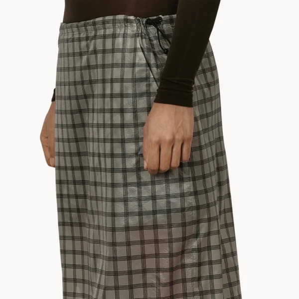 ROA Nia See Through Printed Check Mid Skirt – White (6)