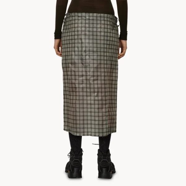 ROA Nia See Through Printed Check Mid Skirt – White (6)