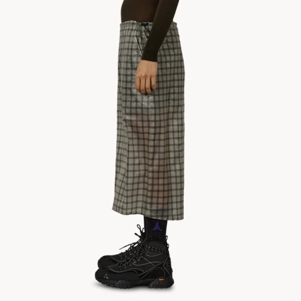 ROA Nia See Through Printed Check Mid Skirt – White (6)