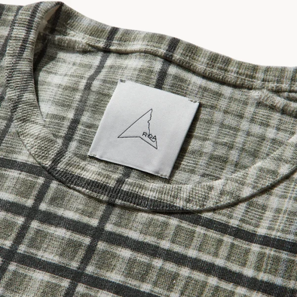 ROA Taba Printed Check Baby Tee – Sage Green