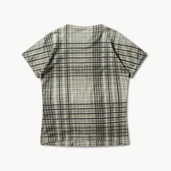 ROA Taba Printed Check Baby Tee – Sage Green