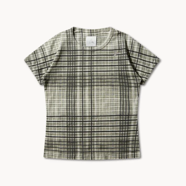 ROA Taba Printed Check Baby Tee – Sage Green