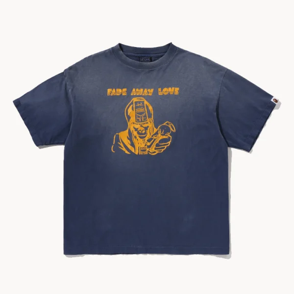 SAINT MXXXXXX BAPE Fade Away Tee – Navy