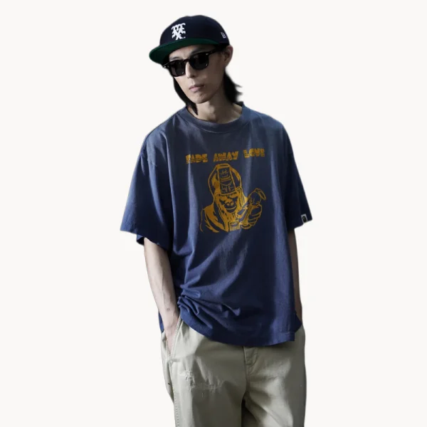 SAINT MXXXXXX BAPE Fade Away Tee – Navy