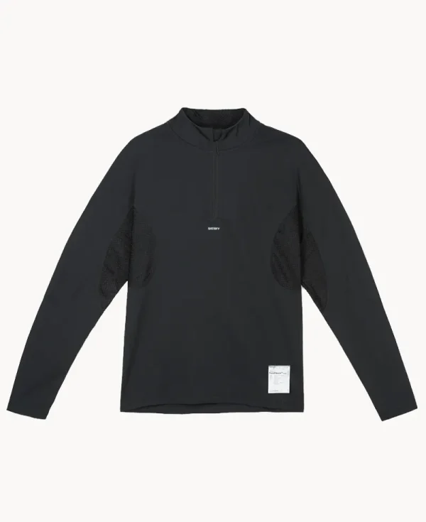 SATISFY FuzzFleece™ Octa® Half-Zip Long Tee – Black SA