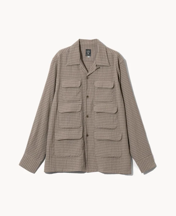 SOUTH2 WEST8 6 Pocket Dobby Shirt – Brown