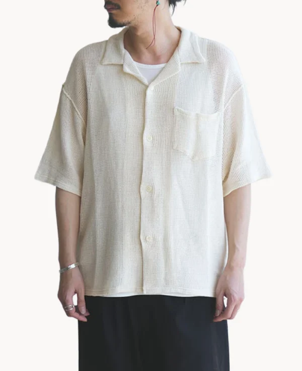 SOUTH2 WEST8 Mesh Open Collar Shirt – White