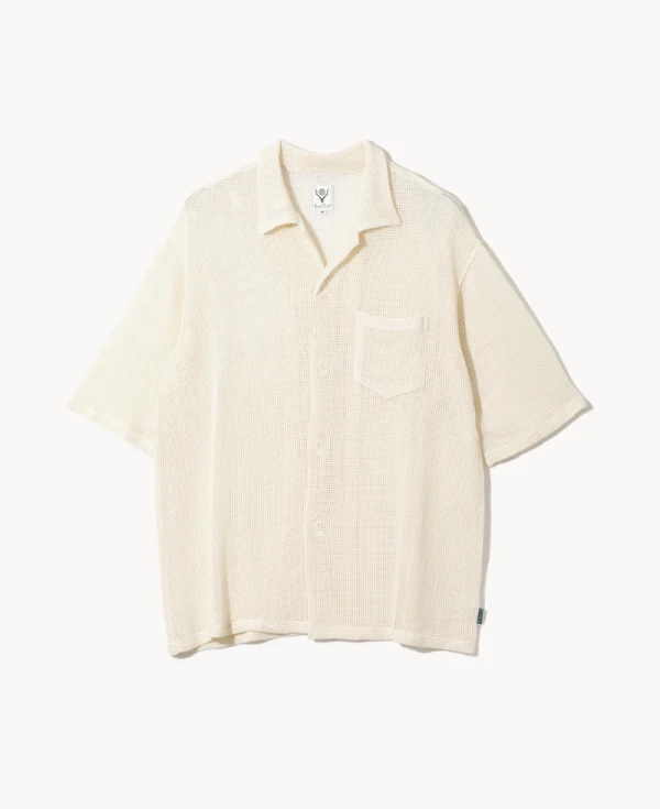 SOUTH2 WEST8 Mesh Open Collar Shirt – White