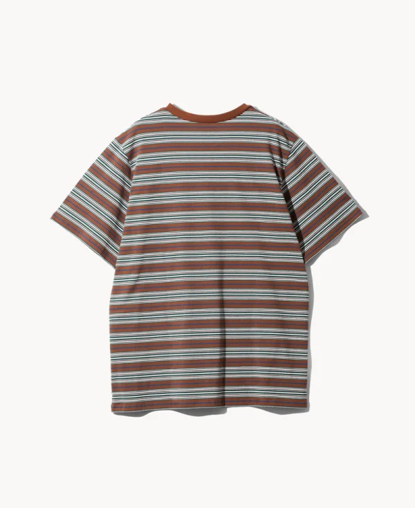 SOUTH2 WEST8 Round Pocket Multi Stripe Tee – Brown