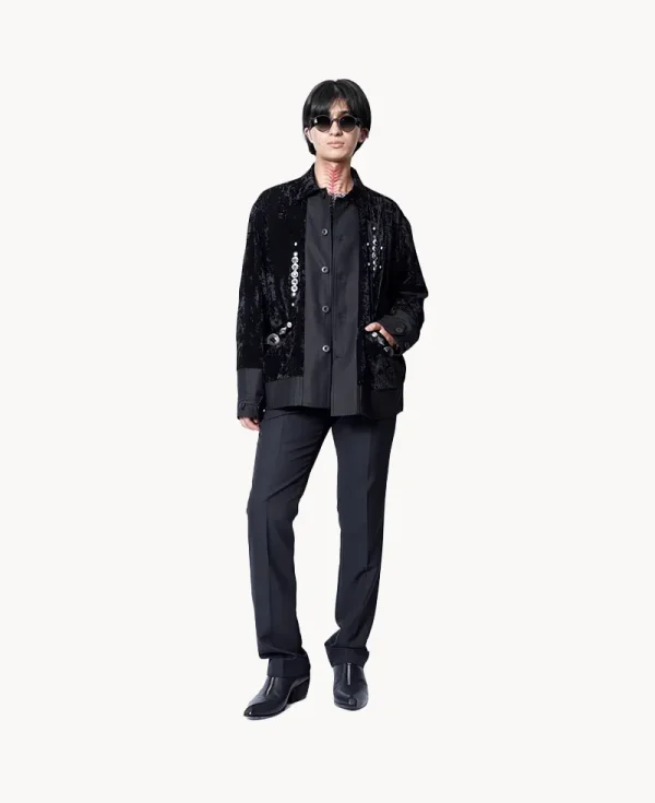 TOGA Crushed Velvet Blouson – Black