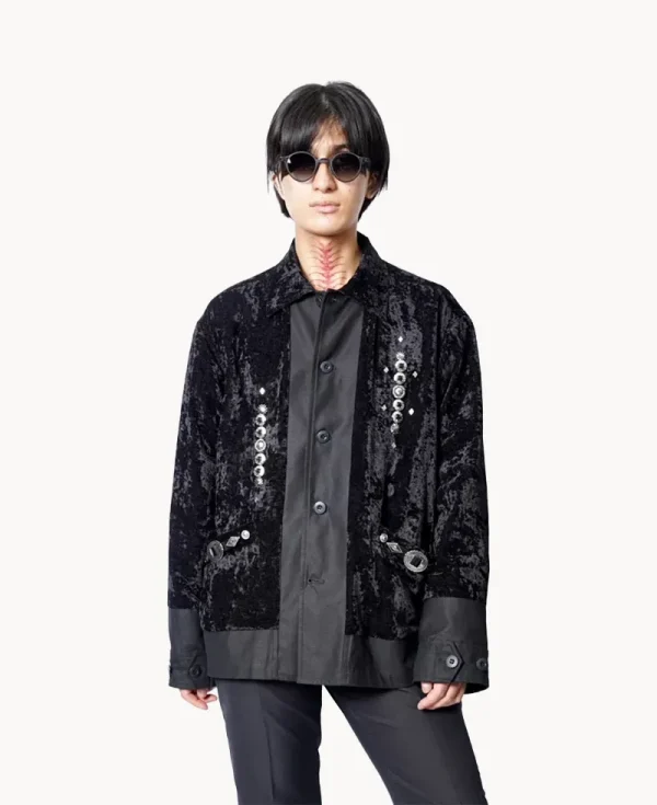 TOGA Crushed Velvet Blouson – Black