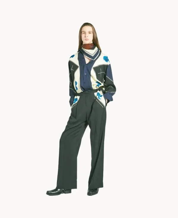 TOGA Inner Print Drawstring Pants – Navy