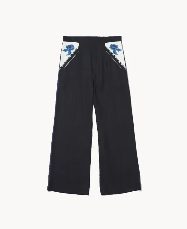 TOGA Inner Print Drawstring Pants – Navy