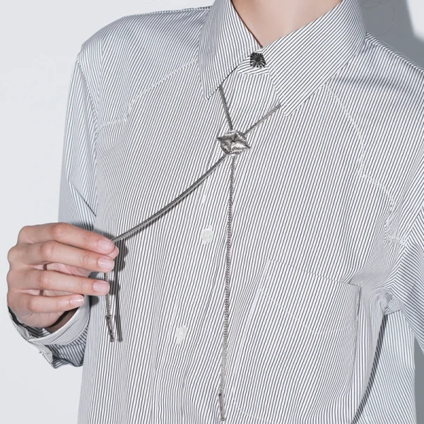 Metal Concho Loop Tie - Silver