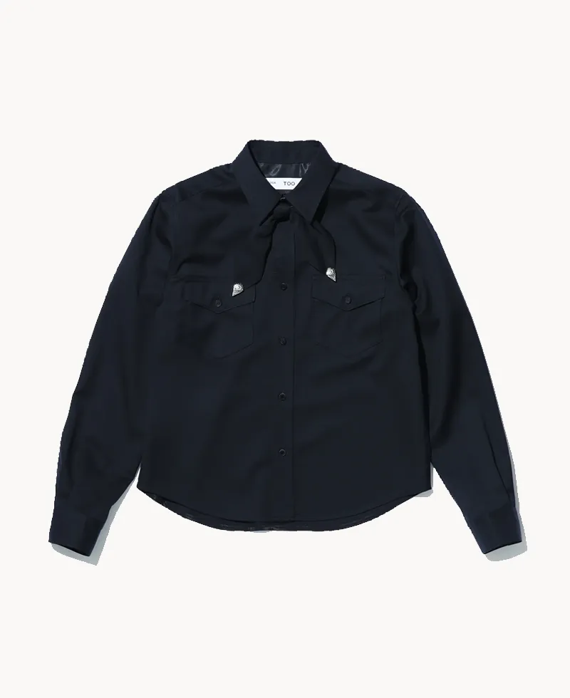 TOGA Twill Ribbon Shirt – Black TOGA Twill Ribbon Shirt – Black
