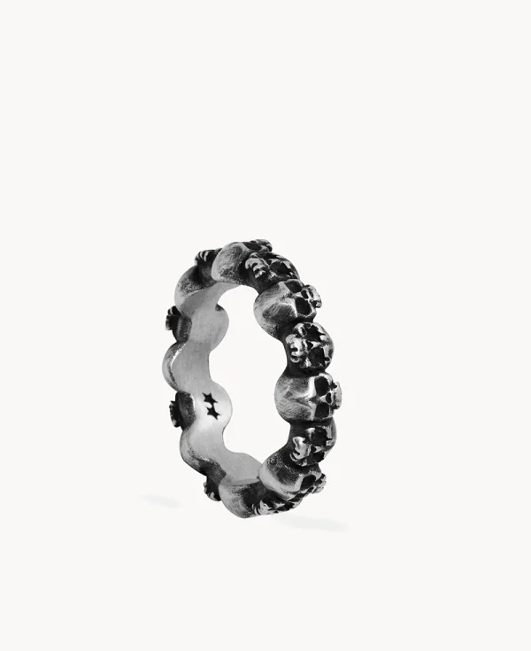 TWO JEYS Stacked Skull Ring Silver