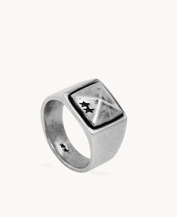 TWO JEYS Studded Signet Silver