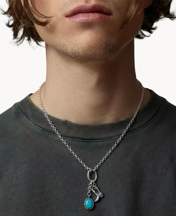 TWO JEYS Turqueoise Boot Necklace Silver