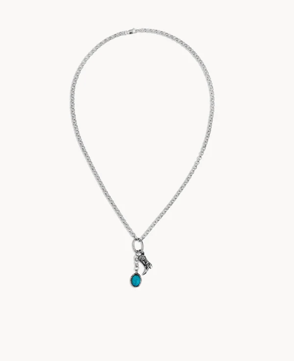 TWO JEYS Turqueoise Boot Necklace Silver