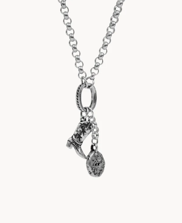 TWO JEYS Turqueoise Boot Necklace Silver