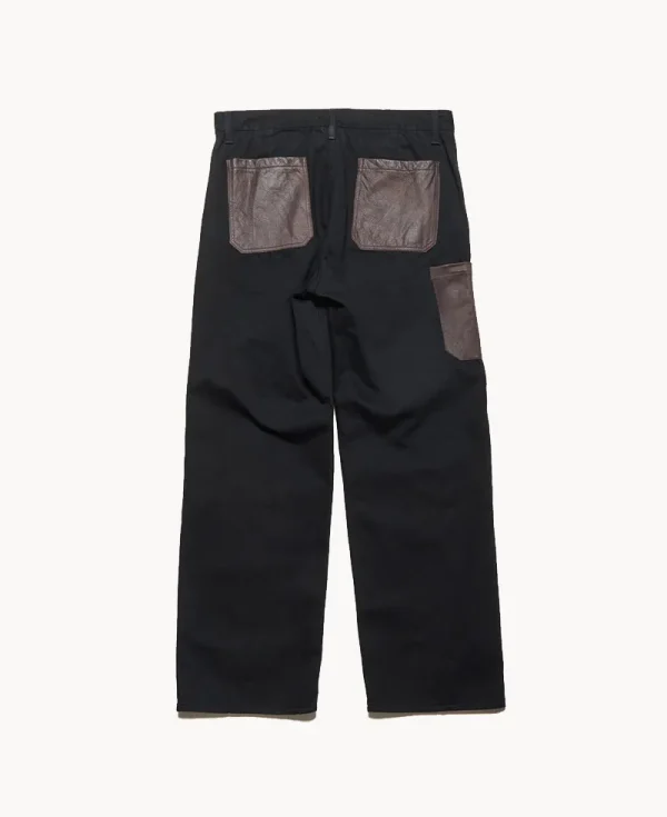 UNIFORM EXPERIMENT Leather Doubla Knee Denim Painter Pant – Black