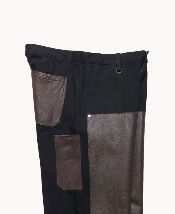 UNIFORM EXPERIMENT Leather Doubla Knee Denim Painter Pant – Black