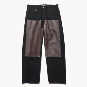 UNIFORM EXPERIMENT Leather Doubla Knee Denim Painter Pant – Black