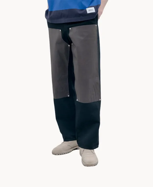 UNIFORM EXPERIMENT Leather Doubla Knee Denim Painter Pant – Black